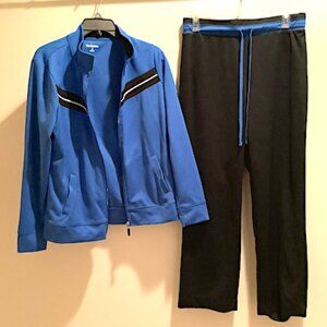 Kim Rogers: Black and royal blue 2-piece sweat suit, Size M, New without tags